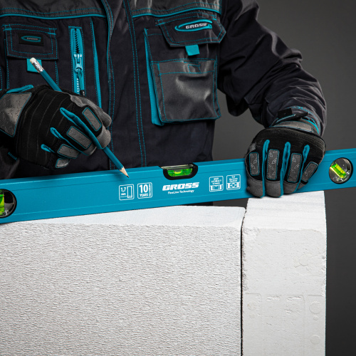 Уровень алюминиевый усиленный, 800 мм, 3 глазка Gross по ценам производителя в Уфе с доставкой по всей России