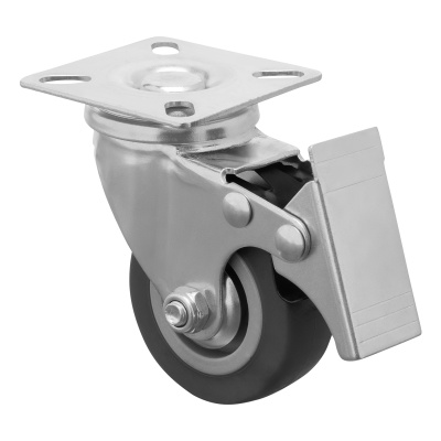 Колесо поворотное с тормозом D 50 мм, крепление  платформенное Сибртех по ценам производителя в Уфе с доставкой по всей России