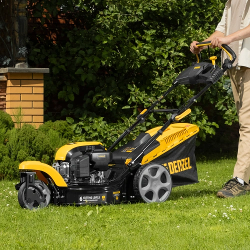 Бензиновая газонокосилка GLT-460SP-T, Trike 149 см3, 46 см, привод, панель, 60л Denzel по ценам производителя в Уфе с доставкой по всей России