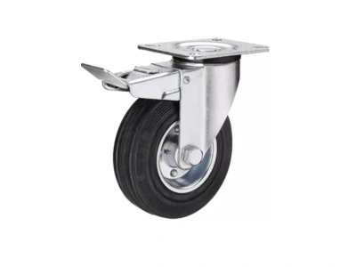 Колесо поворотное усиленное резина SRCB 97 80 мм с тормозом по ценам производителя в Уфе с доставкой по всей России