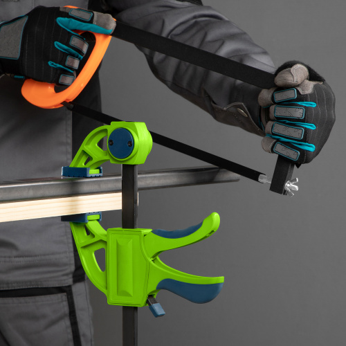 Струбцина F-образная, быстрозажимная, 150 х 70 х 360 мм, пластиковый корпус, фиксатор, двухкомпонентная рукоятка Сибртех по ценам производителя в Уфе с доставкой по всей России