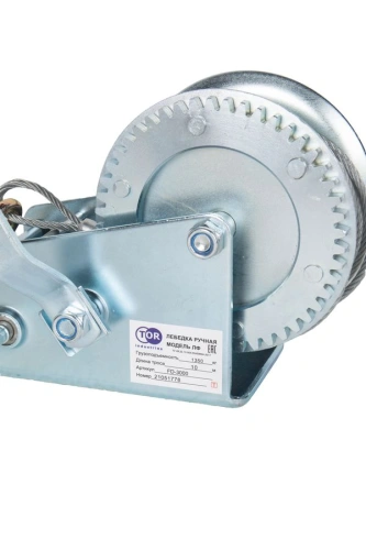 Лебедка ручная барабанная с тросом 1300кг  10м оцинкованная TOR FD по ценам производителя в Уфе с доставкой по всей России
