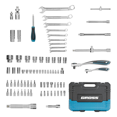Набор инструментов, 1/4", 1/2", CrV, 120 зубьев, 82 предмета Gross по ценам производителя в Уфе с доставкой по всей России