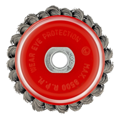 Щетка для УШМ, 100 мм, М14, "чашка", крученая проволока 0.35 мм Matrix по ценам производителя в Уфе с доставкой по всей России