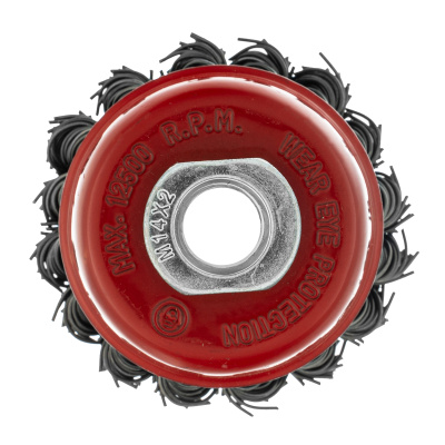 Щетка для УШМ, 65 мм, М14, "чашка", крученая проволока 0.8 мм Matrix по ценам производителя в Уфе с доставкой по всей России