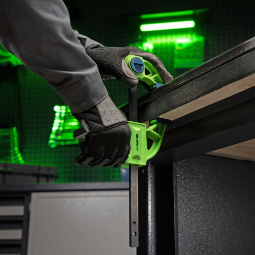 Струбцина F-образная, быстрозажимная, 150 х 70 х 360 мм, пластиковый корпус, фиксатор, двухкомпонентная рукоятка Сибртех по ценам производителя в Уфе с доставкой по всей России