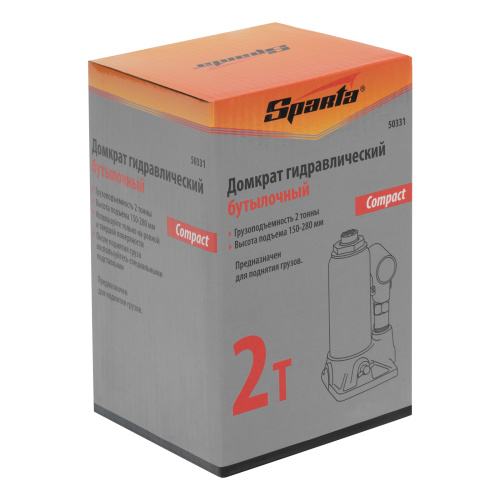 Домкрат гидравлический бутылочный 2 т, h подъема 150-280 мм Sparta Compact по ценам производителя в Уфе с доставкой по всей России
