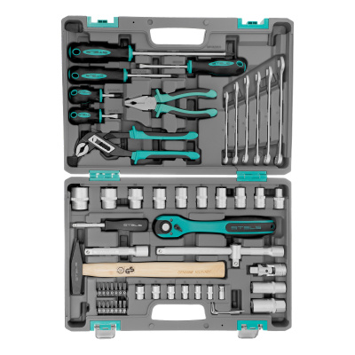 Набор инструментов, 1/2", Cr-V, S2, усиленный кейс, 58 предметов Stels по ценам производителя в Уфе с доставкой по всей России