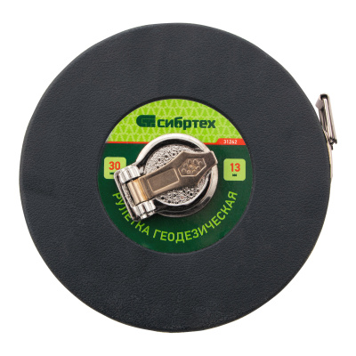 Рулетка геодезическая 30 м х 13 мм, закрытый корпус, фибергласовая лента Сибртех по ценам производителя в Уфе с доставкой по всей России
