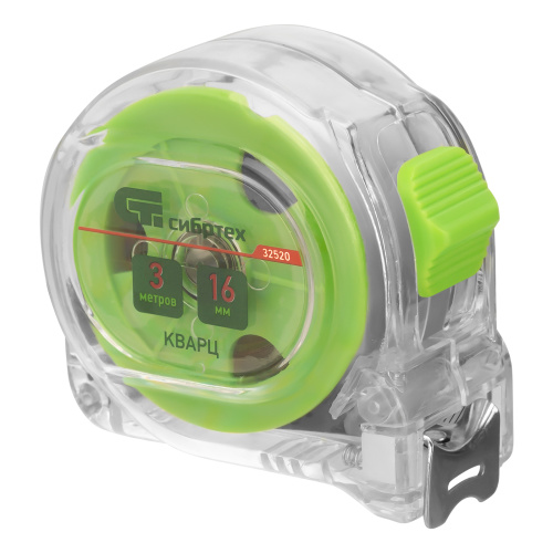 Рулетка Кварц,прозрачный корпус,амортизатор,5 м х 19 мм Сибртех по ценам производителя в Уфе с доставкой по всей России
