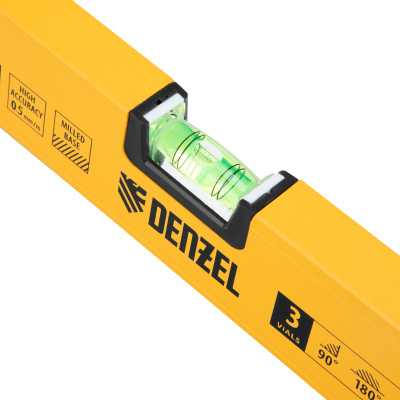 Уровень алюминиевый, магнит, фрезерованный, 3 глазка (1 зеркал.) 0,5 мм/м, 800 мм Denzel по ценам производителя в Уфе с доставкой по всей России