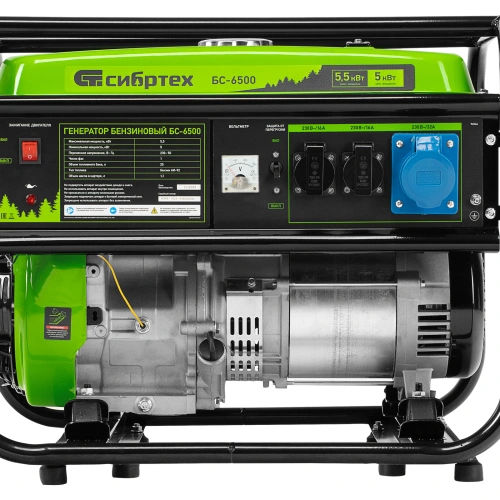 Генератор бензиновый БС-6500, 5.5 кВт, 230В, четырехтактный, 25 л, ручной стартер Сибртех по ценам производителя в Уфе с доставкой по всей России