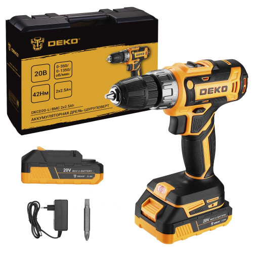 Дрель-шуруповерт аккумуляторная DEKO DKCD20-Li в кейсе, 20В, 2х2.5Ач по ценам производителя в Уфе с доставкой по всей России