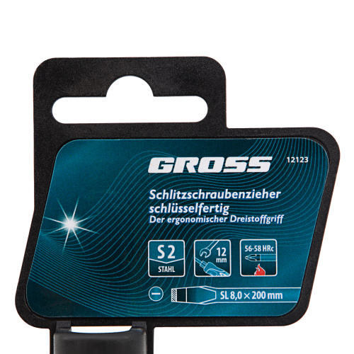 Отвертка SL8x 200 мм, S2, трехкомпонентная рукоятка Gross по ценам производителя в Уфе с доставкой по всей России