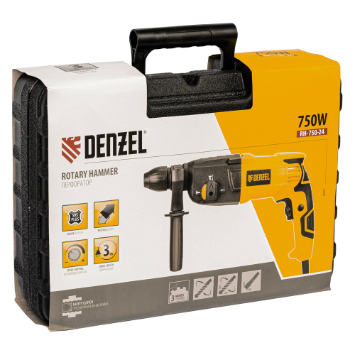 Перфоратор электрический RH-750-24, SDS-plus, 750 Вт, 2.5 Дж, 3 режима Denzel по ценам производителя в Уфе с доставкой по всей России