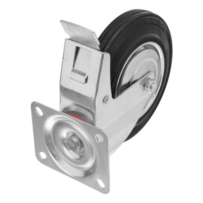 Колесо поворотное с тормозом D 125 мм, крепление  платформенное Сибртех по ценам производителя в Уфе с доставкой по всей России