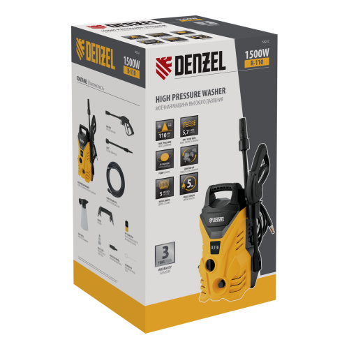 Моечная машина высокого давления R-110, 1500 Вт, 110 бар, 5,7 л/мин, переносная Denzel по ценам производителя в Уфе с доставкой по всей России