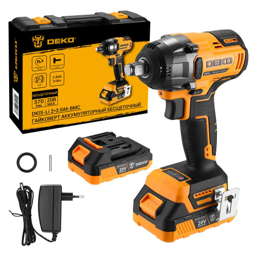 Гайковерт аккумуляторный бесщеточный DEKO DKIS-Li, 20В, 2*3.0Ач, 370 Нм, в кейсе по ценам производителя в Уфе с доставкой по всей России