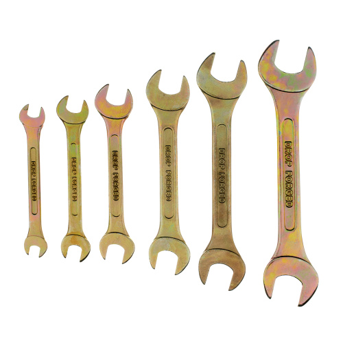 Набор ключей рожковых 6-17 мм, 6 шт, желтый цинк Сибртех по ценам производителя в Уфе с доставкой по всей России