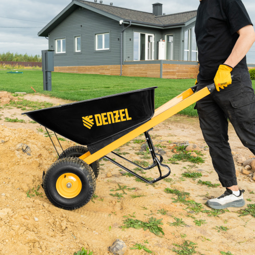 Тачка строительная, усиленная, объем 140 л, 250 кг, двухколесная, колесо 15х6.00-6 Denzel по ценам производителя в Уфе с доставкой по всей России