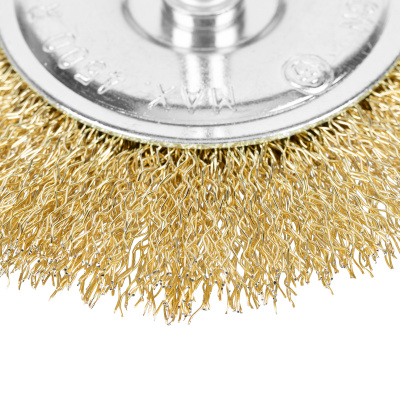 Щетка для дрели 100 мм, плоская со шпилькой, латунированная витая проволока Matrix по ценам производителя в Уфе с доставкой по всей России