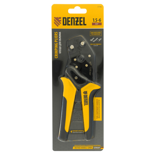 Клещи для обжима неизолированных наконечников НК и НВ, разъемов РП, 1,5 - 6 мм2 Denzel по ценам производителя в Уфе с доставкой по всей России