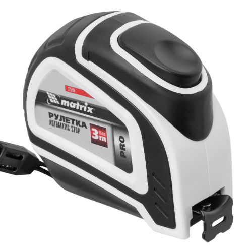 Рулетка Autostop,3 м х 16 мм,двухкомпонентный корпус,автоматическая фиксация,Pro Matrix по ценам производителя в Уфе с доставкой по всей России