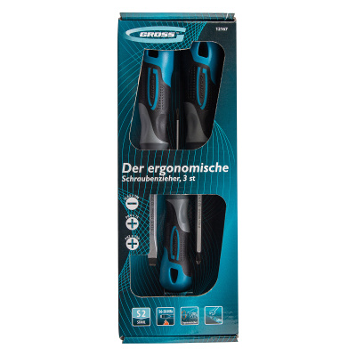 Набор отверток комбинированный 3 шт, S2, трехкомпонентная рукоятка Gross по ценам производителя в Уфе с доставкой по всей России