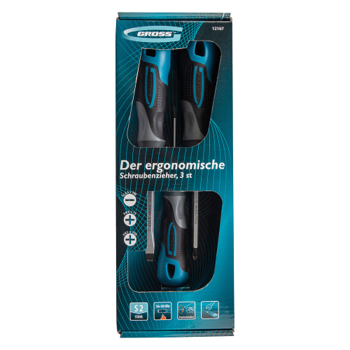 Набор отверток комбинированный 3 шт, S2, трехкомпонентная рукоятка Gross по ценам производителя в Уфе с доставкой по всей России