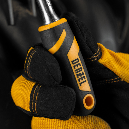 Ключ-трещотка 1/4", 90 зубьев, с быстрым сбросом, CrV Denzel по ценам производителя в Уфе с доставкой по всей России