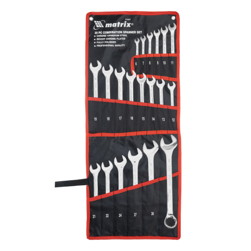 Набор ключей комбинированных 6-32 мм, 20 шт, CrV, полированный хром Matrix по ценам производителя в Уфе с доставкой по всей России