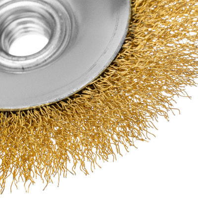 Щетка для УШМ, 125 мм, "Тарелка", витая нержавеющая проволока 0.3 мм, М14 Denzel по ценам производителя в Уфе с доставкой по всей России