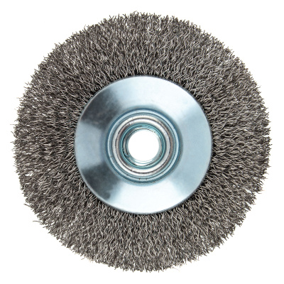 Щетка для УШМ, 100 мм, "Тарелка", витая нержавеющая проволока 0.3 мм, М14 Denzel по ценам производителя в Уфе с доставкой по всей России