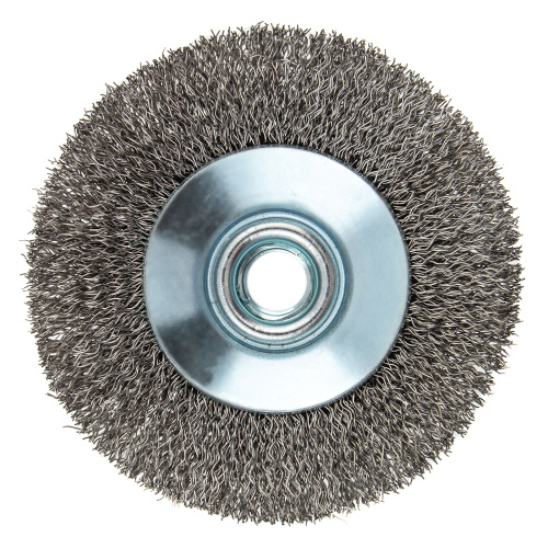 Щетка для УШМ, 100 мм, "Тарелка", витая нержавеющая проволока 0.3 мм, М14 Denzel по ценам производителя в Уфе с доставкой по всей России