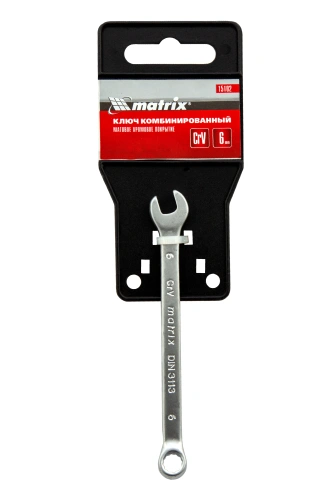 Ключ комбинированный, 6 мм, CrV, матовый хром Matrix по ценам производителя в Уфе с доставкой по всей России