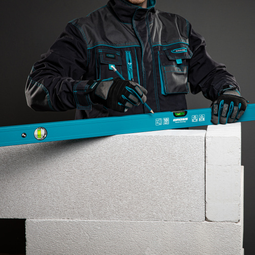 Уровень алюминиевый усиленный, 1000 мм, 3 глазка Gross по ценам производителя в Уфе с доставкой по всей России