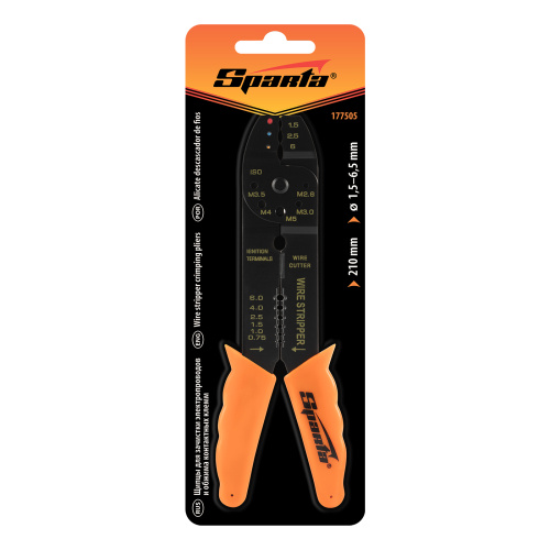 Щипцы, 210 мм, для зачистки электропроводов и обжима контактных кле мм, 1.5-6.5 мм Sparta по ценам производителя в Уфе с доставкой по всей России