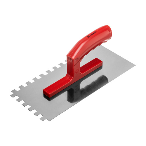 Гладилка стальная, 280 x 130 мм, зеркальная полировка, пластмастмассовая ручка, зуб 10 x 10 мм Matrix по ценам производителя в Уфе с доставкой по всей России