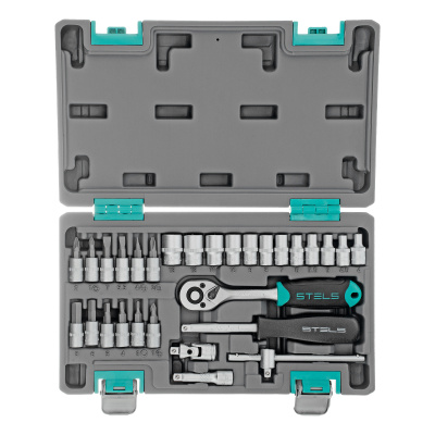 Набор инструментов, 1/4", CrV, пластиковый кейс 29 предметов Stels по ценам производителя в Уфе с доставкой по всей России