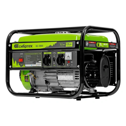 Генератор бензиновый БС-3500, 3.2 кВт, 230В, четырехтактный, 15 л, ручной стартер Сибртех по ценам производителя в Уфе с доставкой по всей России
