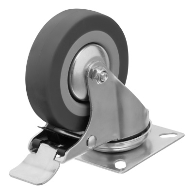 Колесо поворотное с тормозом D 75 мм, крепление  платформенное Сибртех по ценам производителя в Уфе с доставкой по всей России