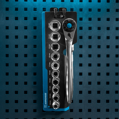 Набор торцевых головок, трещотка 120 зубьев, 1/2", CrV, 12 предметов Gross по ценам производителя в Уфе с доставкой по всей России