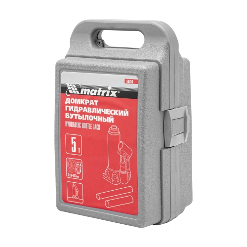 Домкрат гидравлический бутылочный, 5 т, высота подъема 216-413 мм, в пластиковый кейсе Matrix по ценам производителя в Уфе с доставкой по всей России