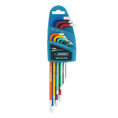 Набор ключей имбусовых Torx -TT, 9 шт: T10-T50, магнит, S2, экстра-длинные, хром/краска 9 шт Gross по ценам производителя в Уфе с доставкой по всей России
