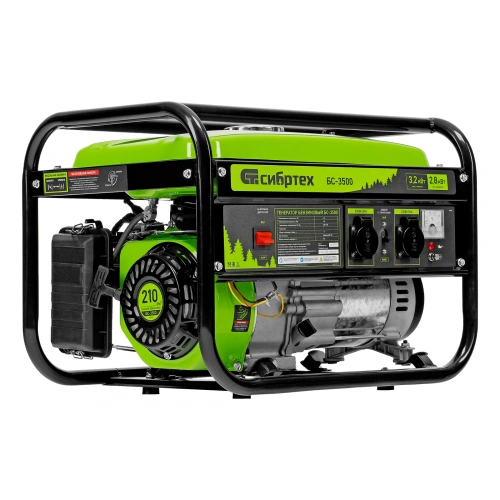 Генератор бензиновый БС-3500, 3.2 кВт, 230В, четырехтактный, 15 л, ручной стартер Сибртех по ценам производителя в Уфе с доставкой по всей России