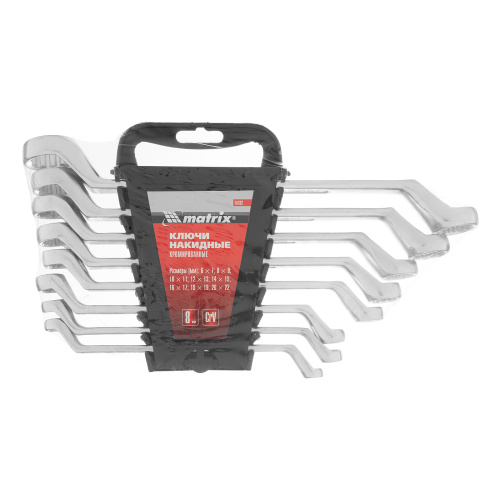 Набор ключей накидных, 6-22 мм, CR-V, 8 шт, полированный хром Matrix по ценам производителя в Уфе с доставкой по всей России