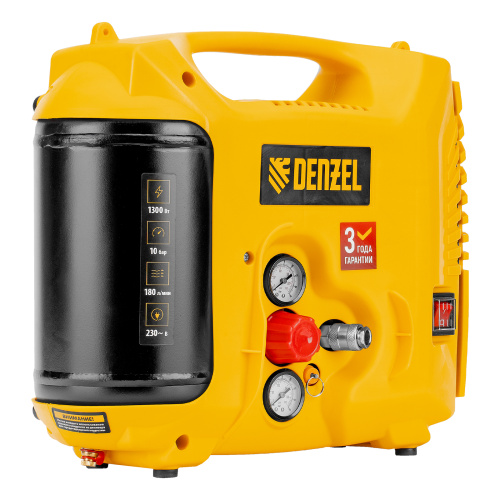 Компрессор воздушный DL1300, 10 бар, 1,3 кВт 180 л/мин 5 л, с набором аксессуаров Denzel по ценам производителя в Уфе с доставкой по всей России