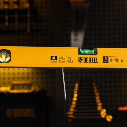 Уровень алюминиевый, магнит, фрезерованный, 3 глазка (1 зеркал.) 0,5 мм/м, 600 мм Denzel по ценам производителя в Уфе с доставкой по всей России