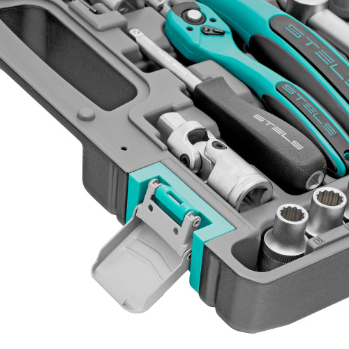 Набор инструментов 1/2", 1/4", CrV, 12 гранные головки, пластиковый кейс, 94 предмета Stels по ценам производителя в Уфе с доставкой по всей России