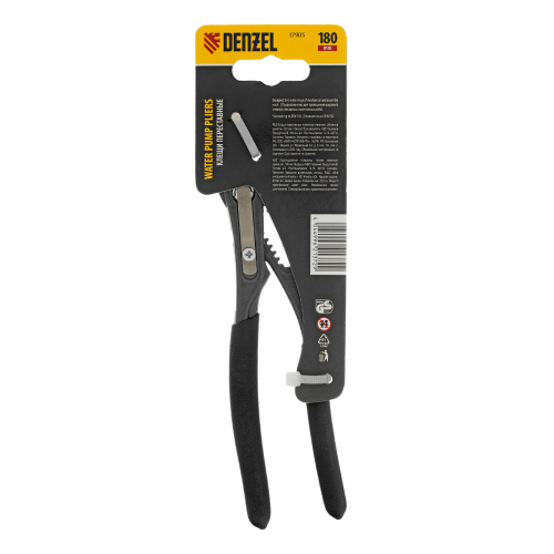 Клещи переставные, кнопочный механизм, обливные рукоятки, 180 мм Denzel по ценам производителя в Уфе с доставкой по всей России
